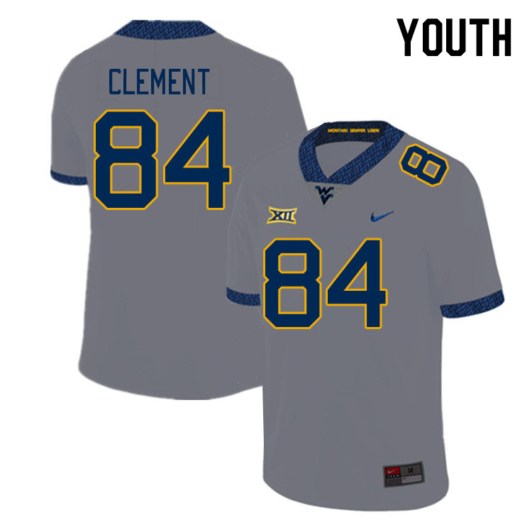 Youth #84 Hudson Clement West Virginia Mountaineers College Football Jerseys Stitched Sale-Gray - Click Image to Close